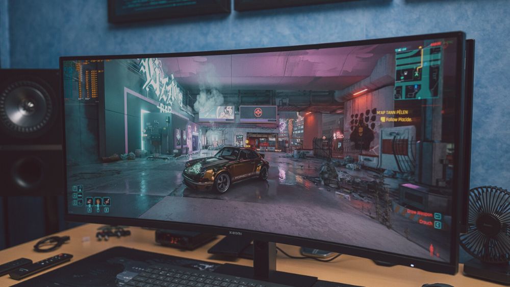 اجرای بازی بازی Cyberpunk 2077 روی مانیتور شیائومی ۳۴ اینچ